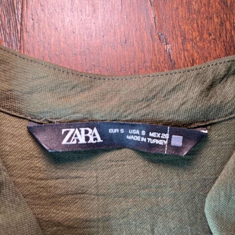 Zara Olive Green Jumpsuit with Tan Belt - Picture 2 of 2